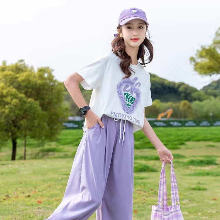 女童夏装套装2025新款洋气夏款儿童装短袖网红女孩夏季运动两件套