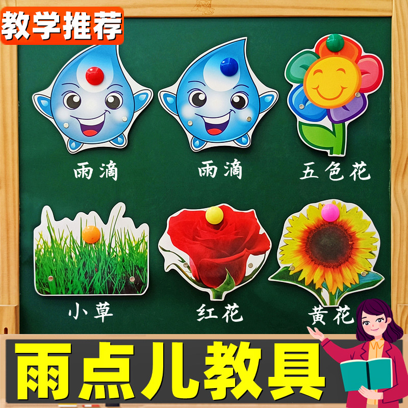 雨点儿儿童表演头饰道具小学一年级语文公开课教学黑板贴图片教具