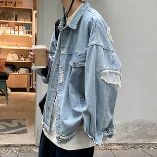 牛仔外套男春秋港风炸街bf夹克宽松韩版潮流褂子百搭痞帅ins上衣