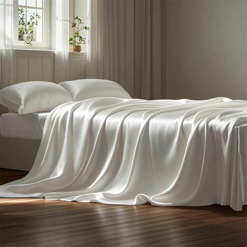 欧式纯色真丝床单简约高档丝滑裸睡桑蚕丝单双人冰丝三件套