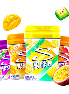 炫迈无糖口香糖果味浪起来37.8g瓶装大颗粒柠檬味百香果味蜜桃味