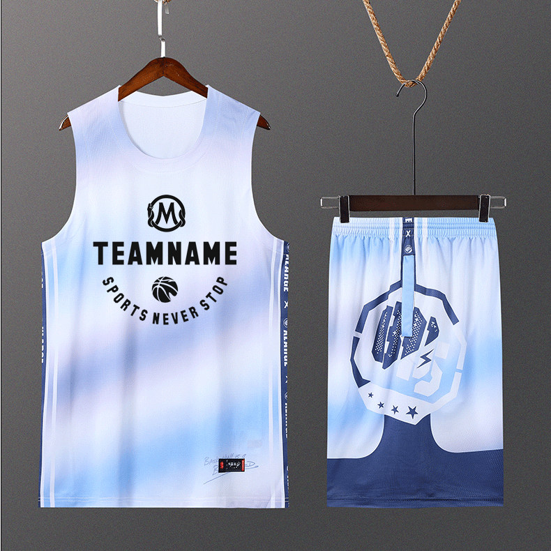 渐变球衣男篮球运动套装定制学生比赛夏季训练队服青少年球服一套