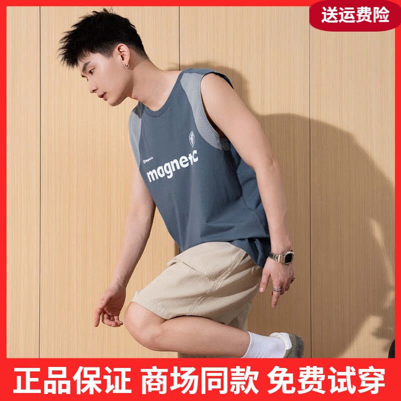 唐狮2026夏季新款男背心拼接坎肩无袖T恤字母潮流运动内搭打底衫t