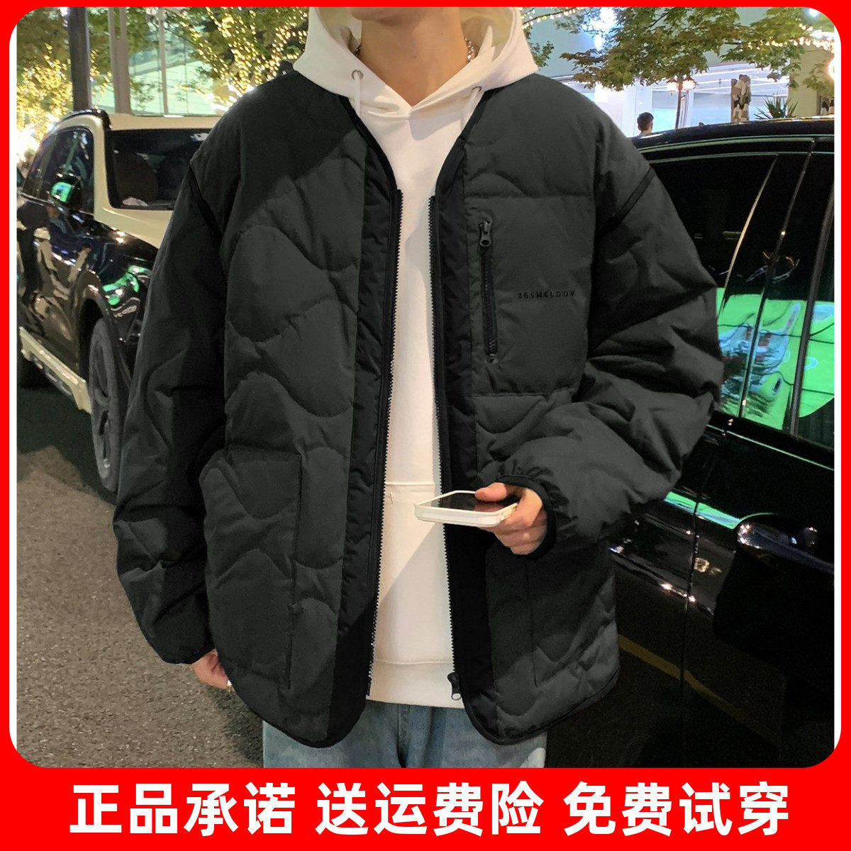 唐狮2026秋冬新款男羽绒服无领拉链青少年厚外套韩版宽松男装上衣