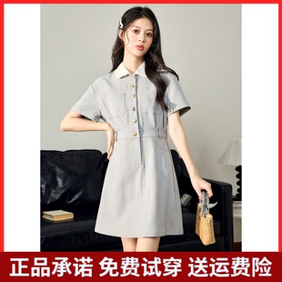 唐狮蓝色连衣裙女夏新款2026早春小香风裙子小个子显瘦春季女装e2