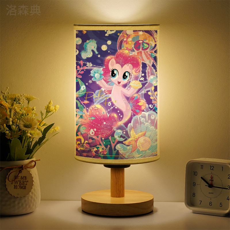 洛森典布艺卧室卡通木暖光小台灯