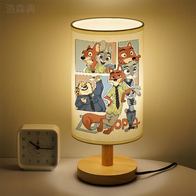 洛森典卧室卡通木三色变光小夜灯