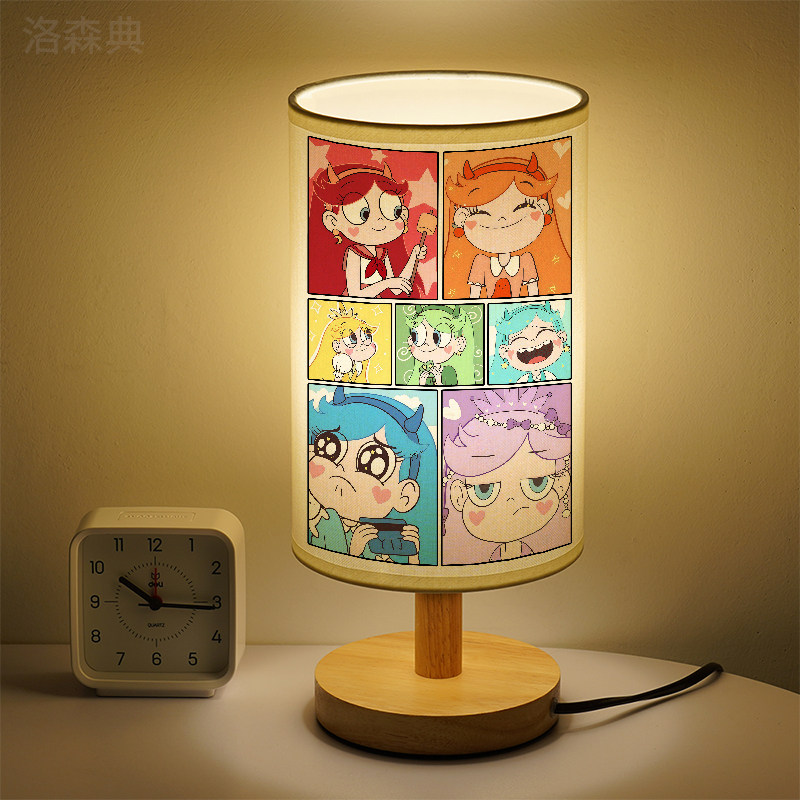 洛森典卧室卡通木三色变光小台灯