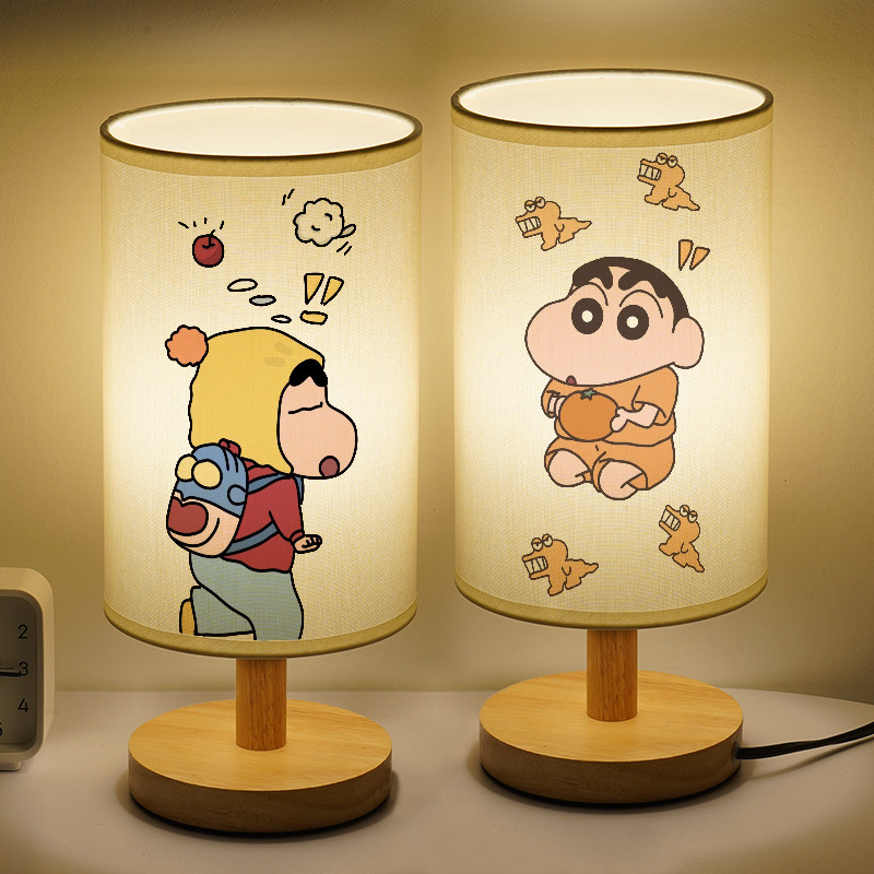 蜡笔小新小夜灯情侣原创意学生小台灯可爱卡通床头灯布艺清新灯具