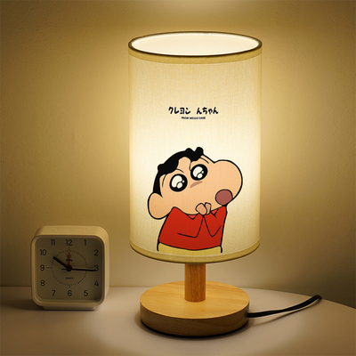 其他布艺室内卡通实木三色变光小台灯