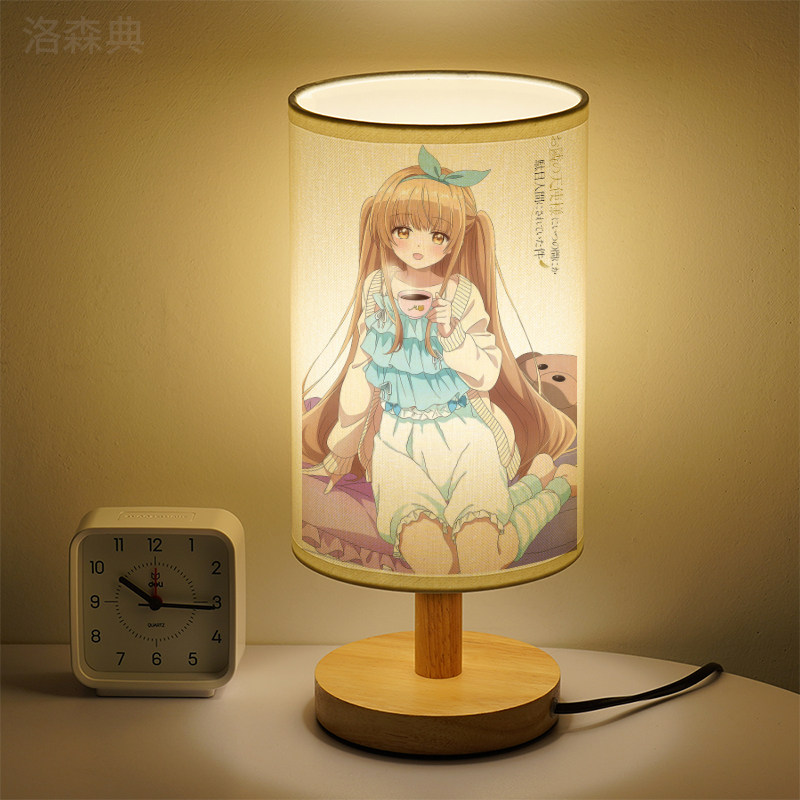 洛森典卧室卡通木三色变光小台灯