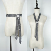 超闪水钻腰带女装 饰广场舞裙带配裙子绑带打结腰链百搭领带女配饰