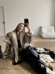 大衣 外套秋冬毛毛外套印花貂毛款 POPBONNIE时髦年轻款 皮草短款