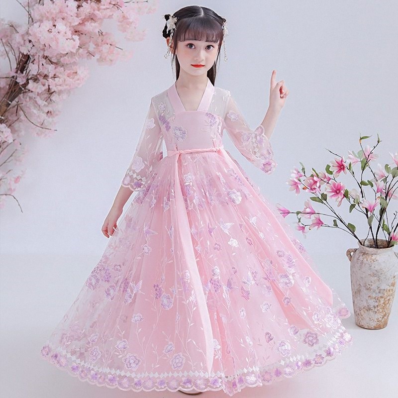 女童连衣裙夏装2024新款洋气儿童裙子夏季童装女孩汉服樱花公主裙