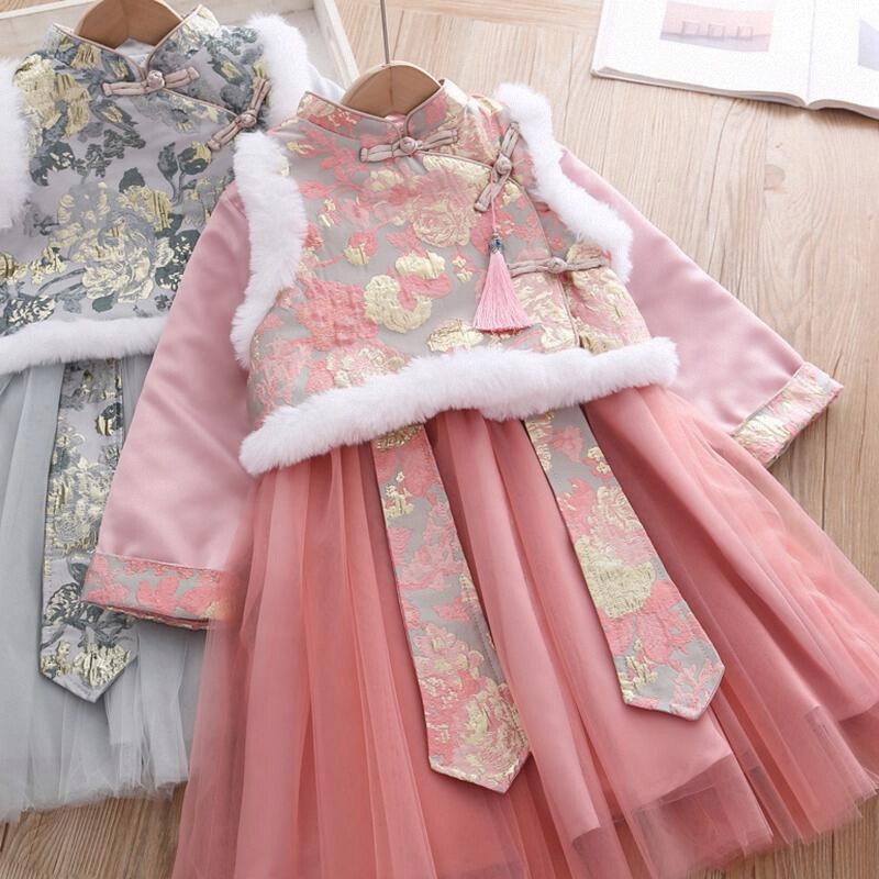 拜年服女童连衣裙加绒加厚冬季唐装儿童旗袍新年装女宝宝汉服裙子,童装/婴儿装/亲子装,汉服,淘宝优惠券,粉丝福利购,淘宝优惠卷