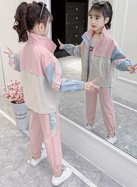女童秋装套装2026新款洋气韩版中大童女装宽松网红春秋运动两件套