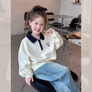 女童卫衣2026年春秋款中大童PLOL衫带领上衣加绒保暖洋气卫衣爆款