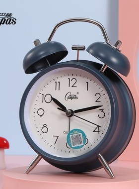 康巴丝金属打铃小闹钟表儿童学生专用大声床头强力叫醒起床大音量