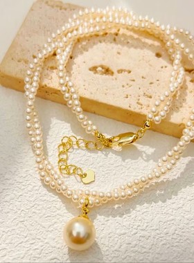 米白珍珠项链女轻奢时尚锁骨链