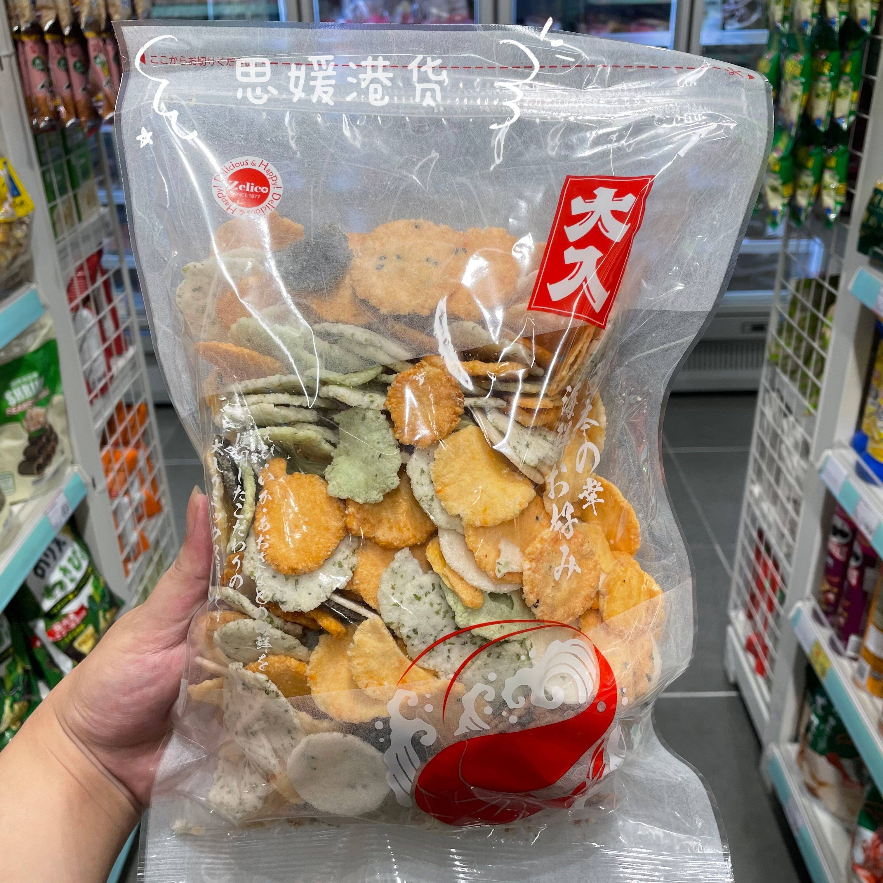 香港代购 日本进口铃木荣光堂杂锦海鲜脆片/原味虾饼脆片零食300g