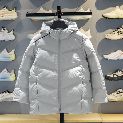 李宁保暖连帽中长款儿童羽绒服