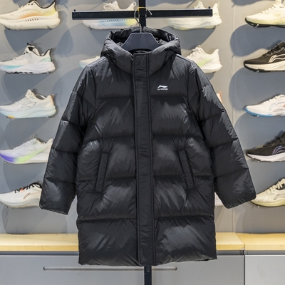 李宁保暖连帽中长款儿童羽绒服