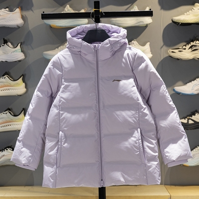 李宁保暖连帽中长款儿童羽绒服