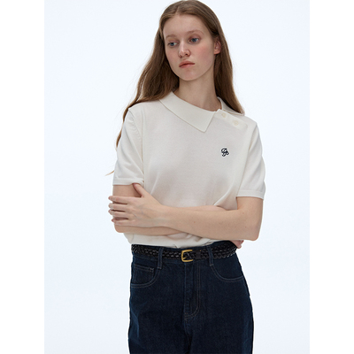 LINHOUSE小众不规则白色polo短袖