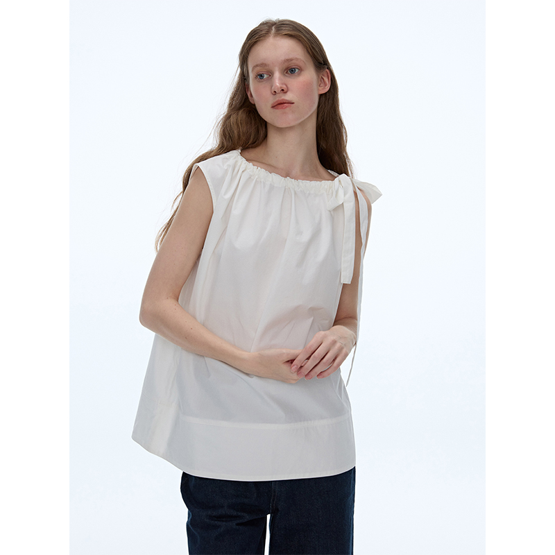 LINHOUSE法式复古不规则白色背心