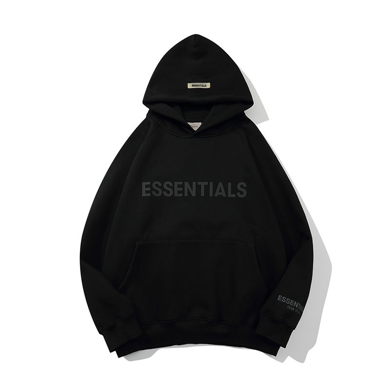 thumbnail for Essentials three-dimensional letter printing plus fleece hooded sweater FOG men and women teenagers street hip-hop jacket