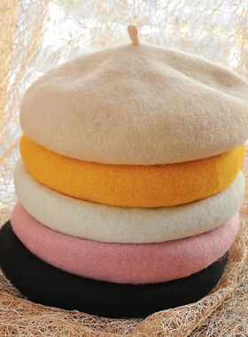 【北栀】秋冬韩版时尚复古休闲通用ins日系毛呢百搭贝雷帽687088