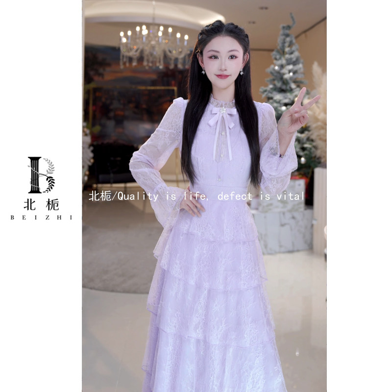 【相思曲】时尚百搭蕾丝领花边短连衣裙