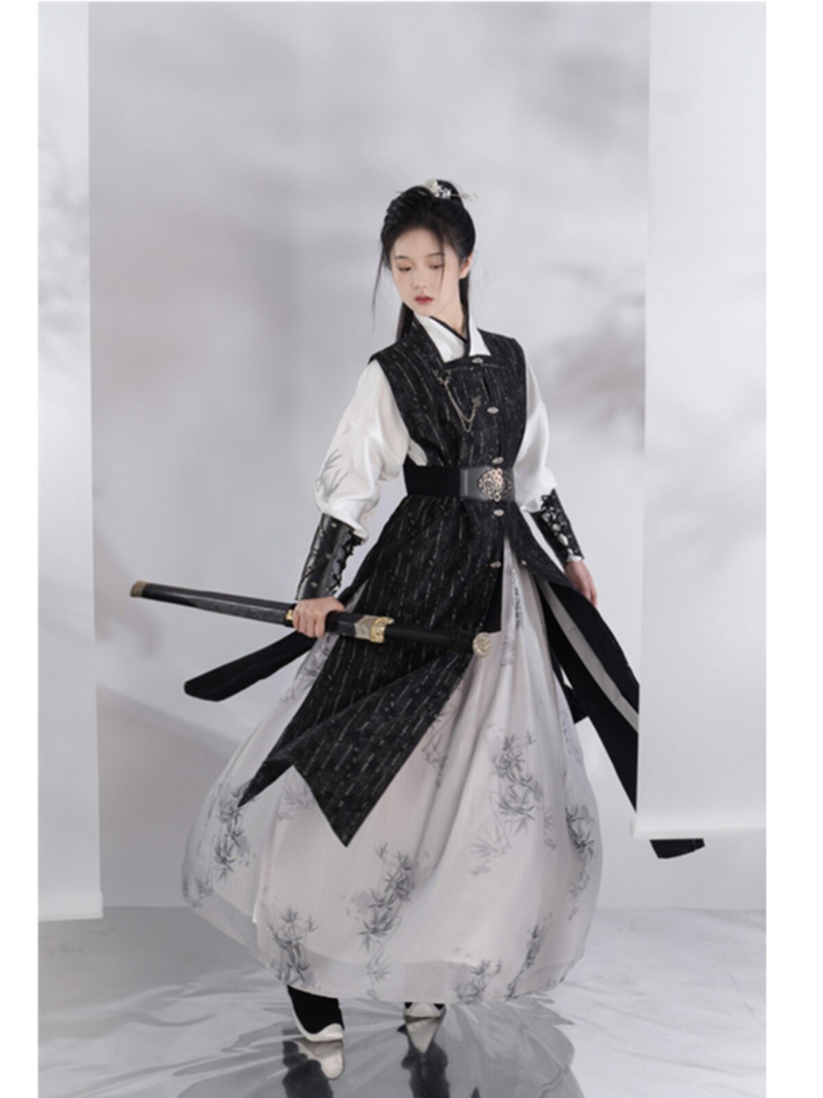 YUYUE SIYI BUREAU [LINGSHUANG] 봄과 가을 오리지널 심플 무지 후드 칼라 크로스 칼라 HANFU 유니섹스 재킷