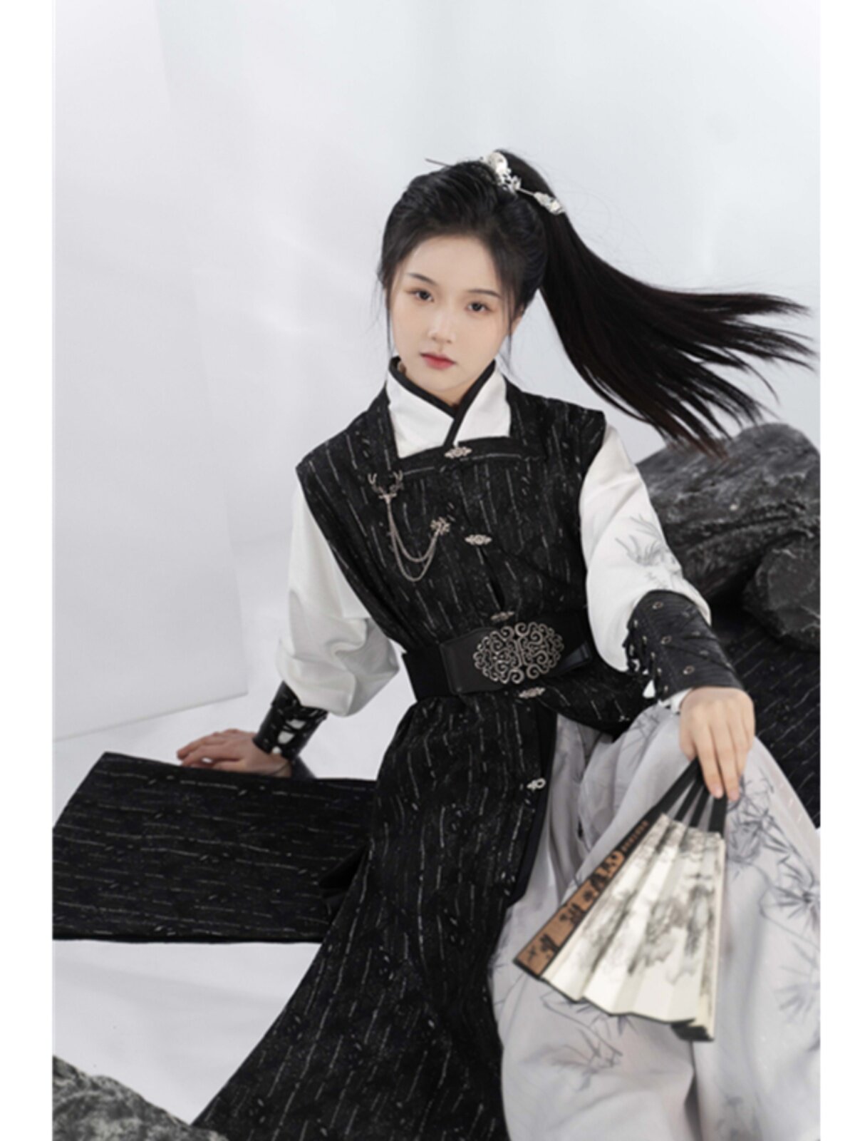 YUYUE SIYI BUREAU [LINGSHUANG] 봄과 가을 오리지널 심플 무지 후드 칼라 크로스 칼라 HANFU 유니섹스 재킷