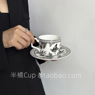 半橘Cup 治愈系鸟儿咖啡杯碟套装情侣对杯下午茶水杯伴手礼陶瓷杯