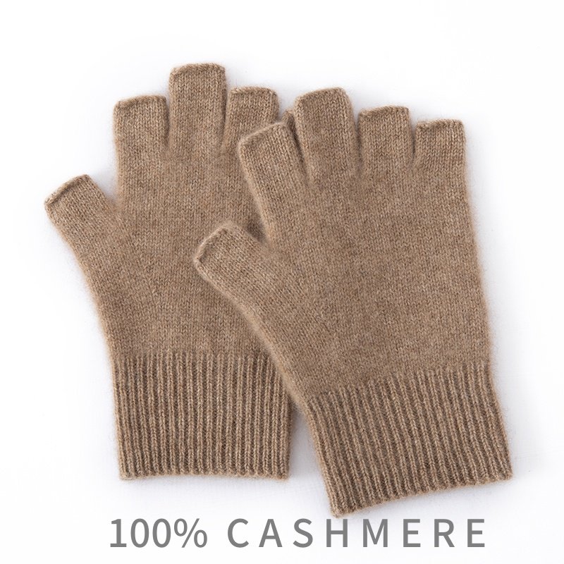 100%纯山羊绒半指分指手套