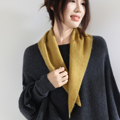 时髦山羊绒三角护颈小围巾秋冬