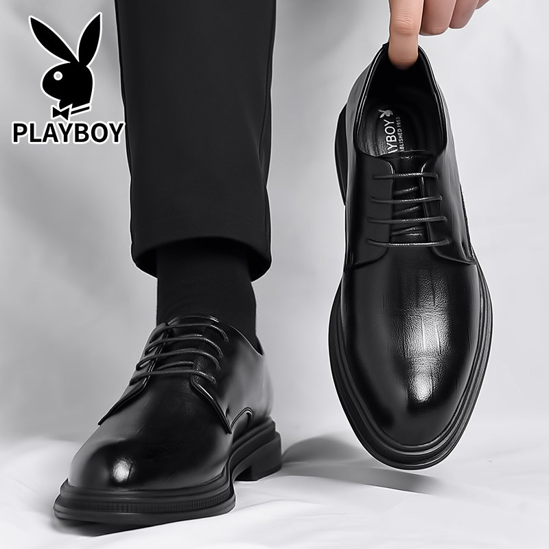 Мужская обувь Playboy из кожи на весну и осень, увеличенная в пределах 6 см, свадебная мужская обувь для жениха, деловая официальная кожаная обувь для мужчин Изображение 1