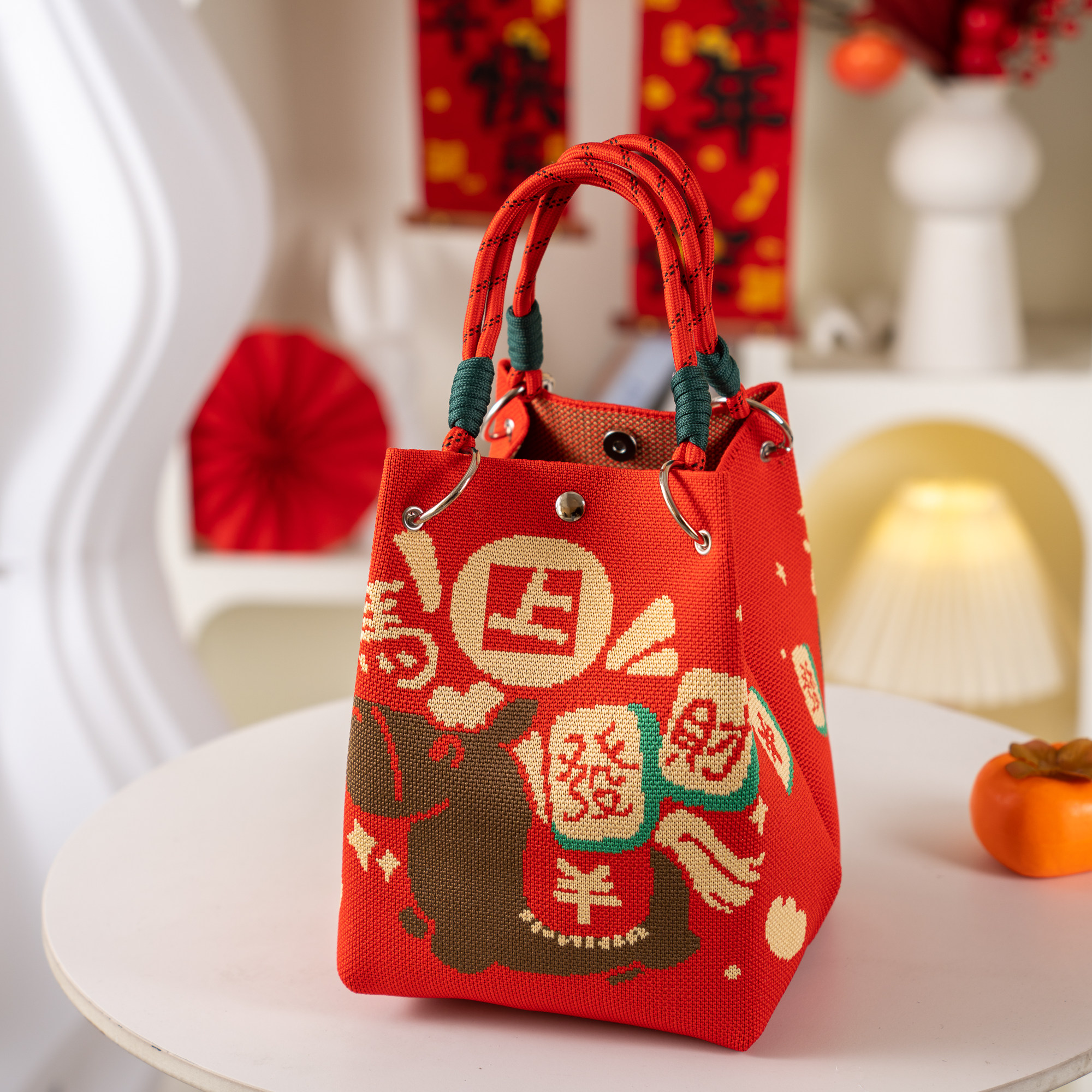 新款马年卡通招财针织手提便携送礼实用大容量新年伴手礼包包袋子,节庆用品/礼品,春节礼盒,淘宝优惠券,粉丝福利购,淘宝优惠卷