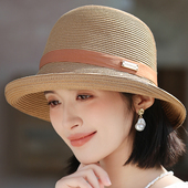 2025新款 洋气百搭遮阳可折叠防晒小礼帽卷边草帽子女式 潮夏季 时尚