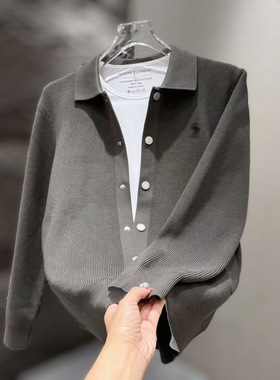 秋季男士新款纯色简约大气针织毛衣外套36132
