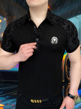 《黑色风暴》2025夏季Polo衫半袖潮流修身休闲高品质商务翻领时尚