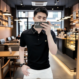 高档夏季冰丝速干短袖POLO衫男士时尚潮流半袖T恤休闲男装PL01