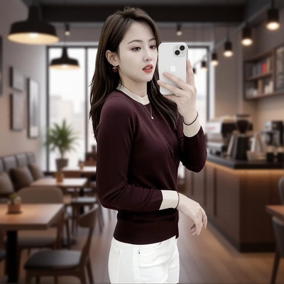 2026简欧轻奢高品质秋冬款长袖毛衣简约男士休闲圆领打底衫潮5187