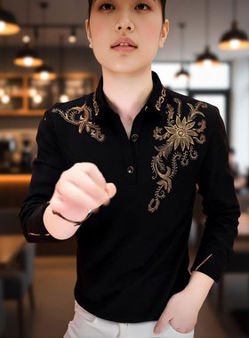 《凤尾衔花》秋季新款卫衣男士商务潮流百搭套头长袖帅气时尚