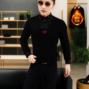 《红鬃烈马》冬季新款加绒卫衣时尚高端长袖简约修身轻奢休闲帅气