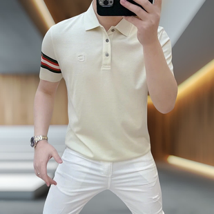 T恤修身 欧货轻奢短袖 针织冰丝半袖 休闲百搭夏季 翻领25281 POLO男士