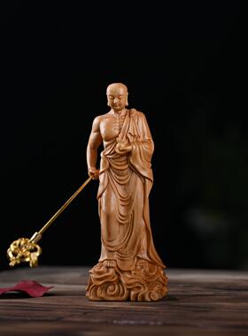 崖柏木雕摆件地藏王菩萨文玩工艺品寺庙居家供奉谛听佛像源头厂家