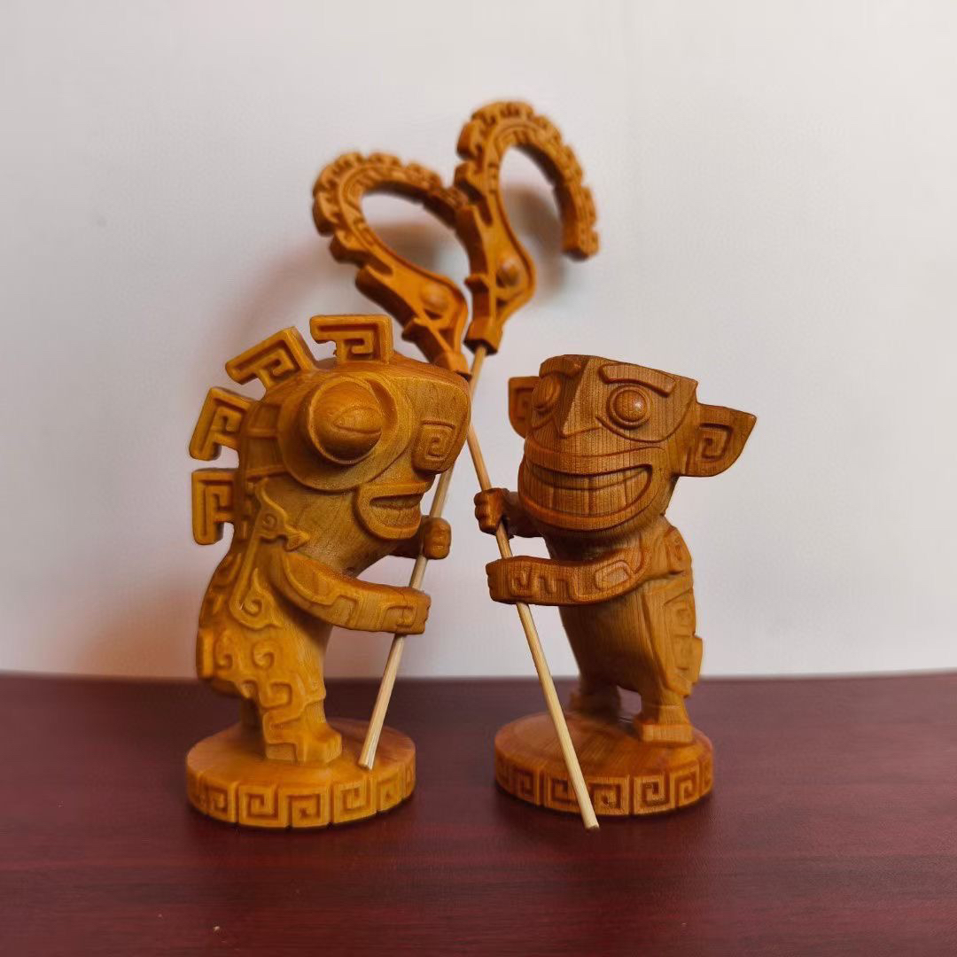 崖柏木质雕刻结界兽车载摆件桌面小手办哪吒2之魔童闹海工艺品