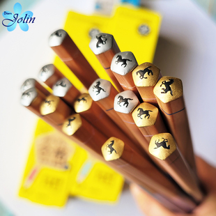 寓意黑马 日本产KUTSUWA祈愿考试合格学生木头石墨书写铅笔五角杆